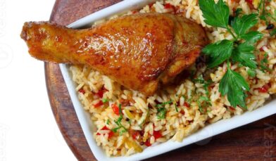 fried chicken with rice