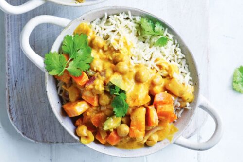 chickpea korma curry with rice