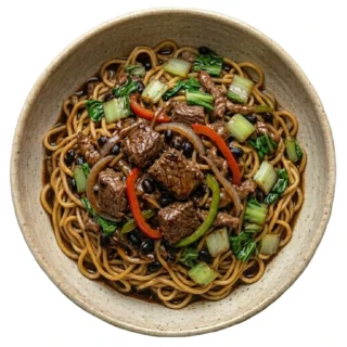 Beef in Black Bean Sauce with Noodles