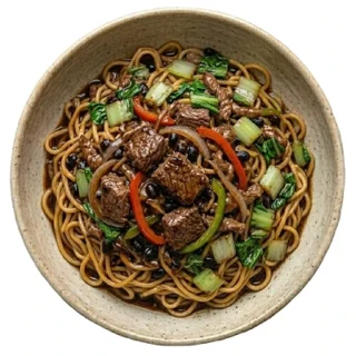 Beef in Black Bean Sauce with Noodles